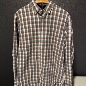 Men’s Luxe Flannel Slim Fit Button-Down Shirt – Size Large – 100% Cotton